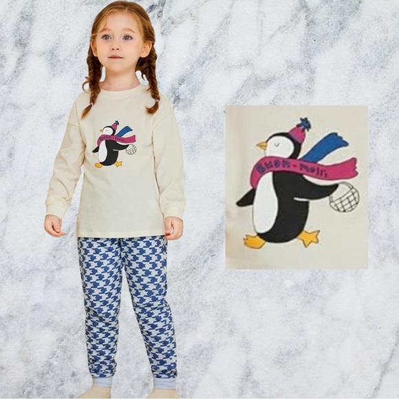 Other - Mollimelli 2 piece set penguin long sleeve top & jogger pants nwt 13-15year